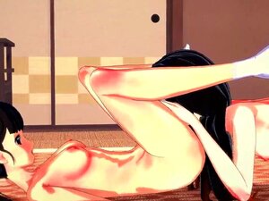 Nezuko et Kanao lèchent chatte et trib jusqu'à ce qu'ils jouissent