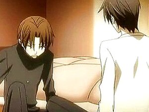 Un gay d'anime s'embrasse et baise chaudement