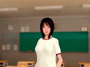 Une douce anime se masturbe et bouffe une grosse queue