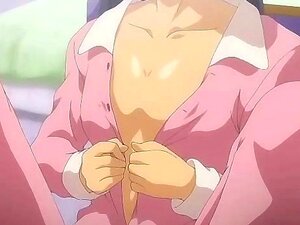 Fille hentai à lunettes se frotte les seins