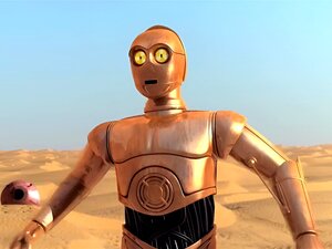 Vader montre à sa prisonnière, la princesse Leia, le pouvoir du