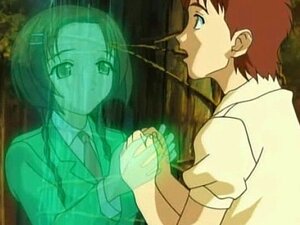 Un mec anime en chaleur baise un fantôme sexy en plein air. Un