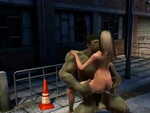 Une blonde en 3D se fait baiser par L'Incroyable Hulk. Une blonde