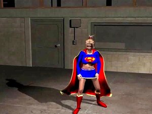 Caricature 3D de Foxy, Supergirl chevauche une bite dure comme la