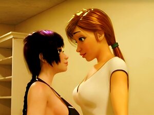 FUTANARI Transexuelle 3D sur une Animation Féminine Plantureuse.